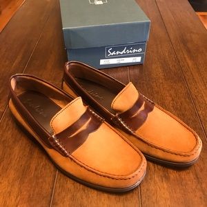 Sandrino Men’s Two-Tone Suede Lethe Penny Loafers